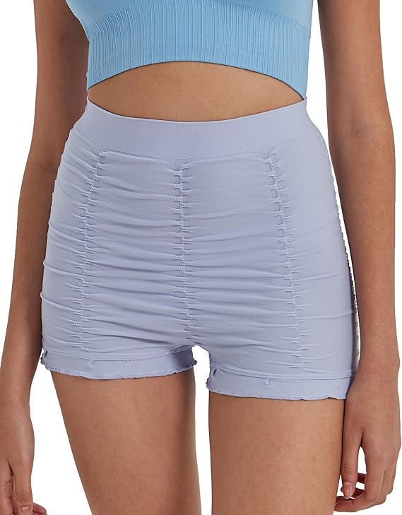 High-waisted ruched ruffle corrective shorts