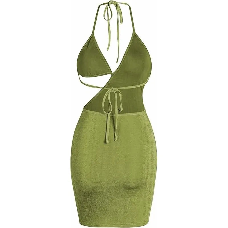 Asymmetrical backless mini dress