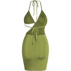 Asymmetrical backless mini dress