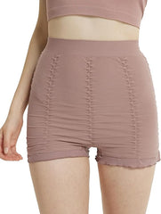 High-waisted ruched ruffle corrective shorts