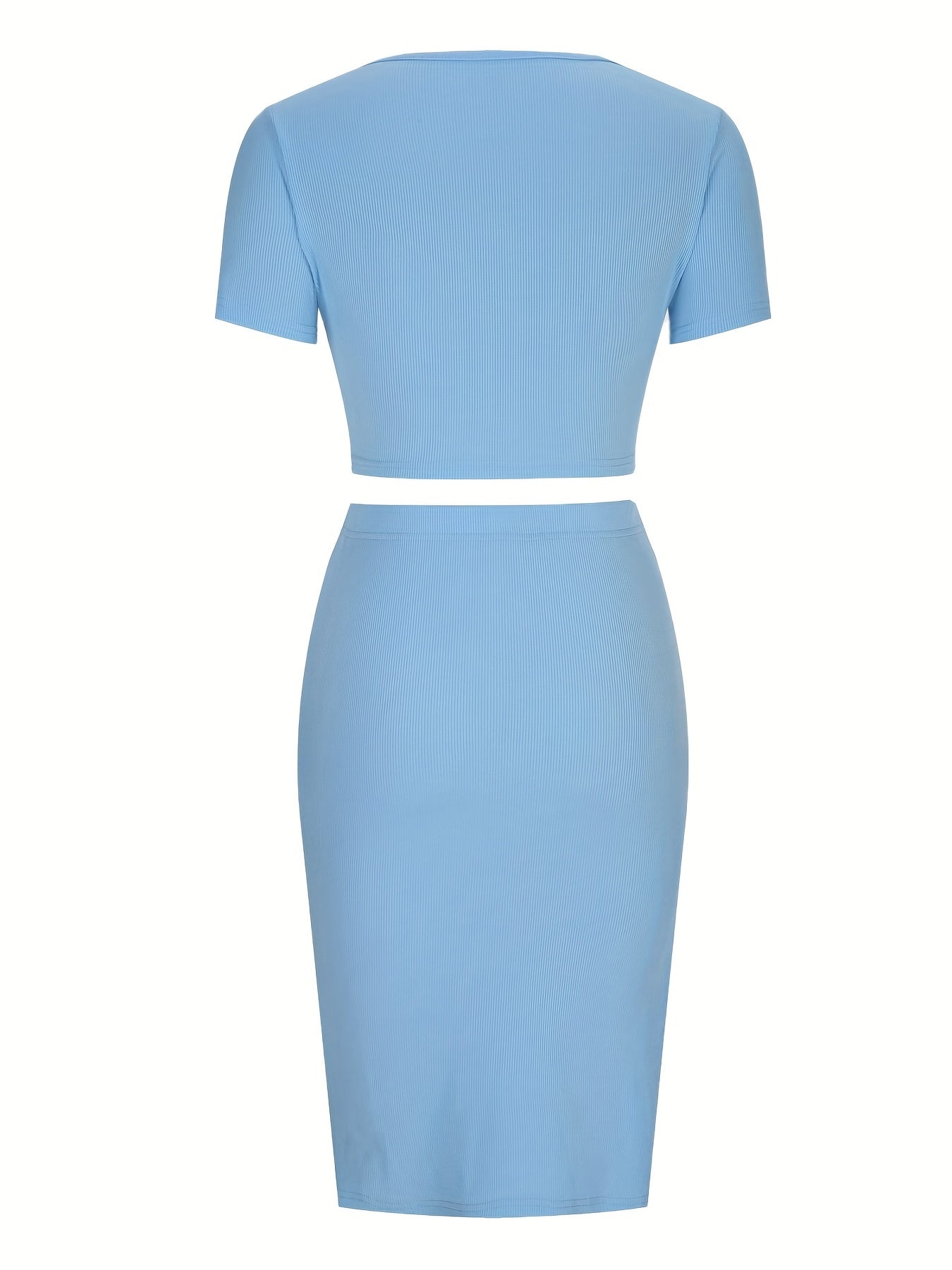 Crop top med fyrkantig halsringning och figurnära kjol