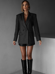 Black long blazer with belt