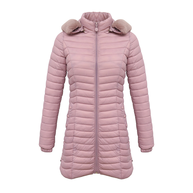 Lång jacka liniar quiltad bomull