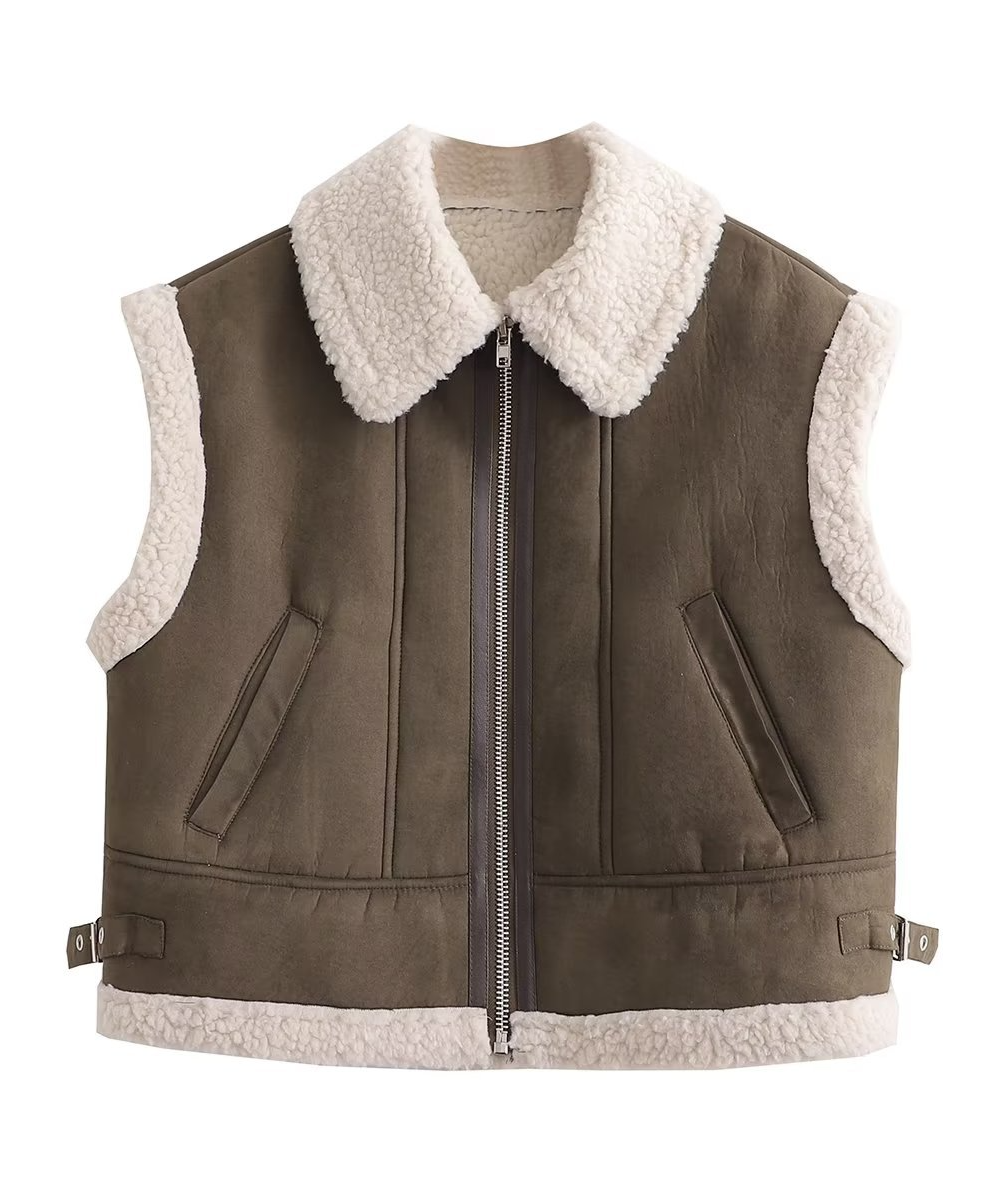 Päls modern väst med ficka