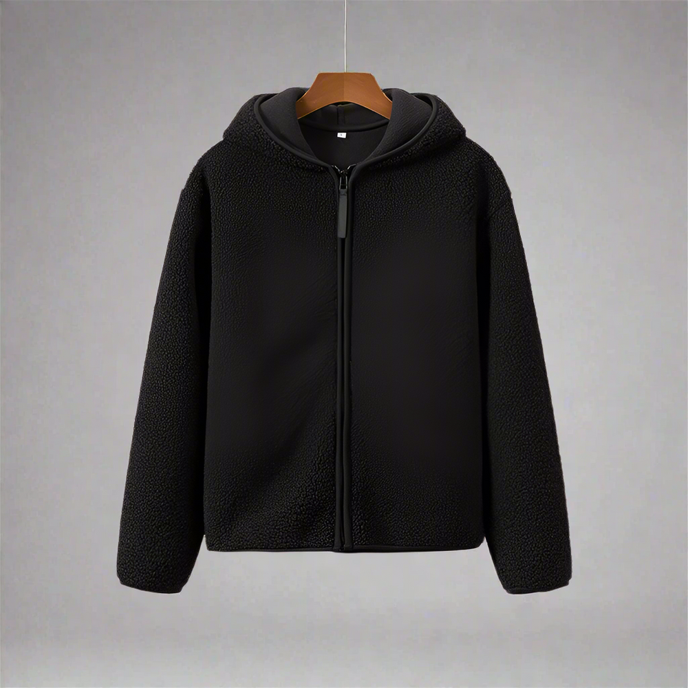 Huvtröja med dragkedja i polarfleece