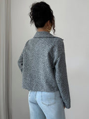 Gray textured zip-up shirt jacket