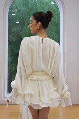 White kimono dress with bow detail