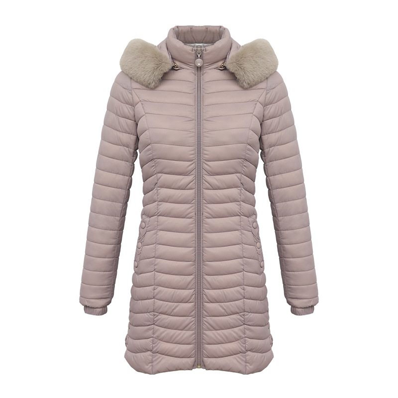 Lång jacka liniar quiltad bomull