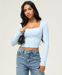 Long-sleeved crop top with contrasting details