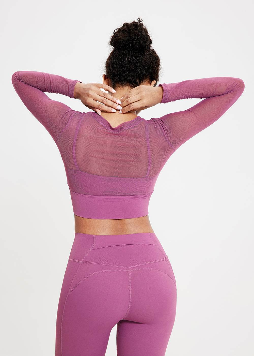 Long sleeve mesh crop top