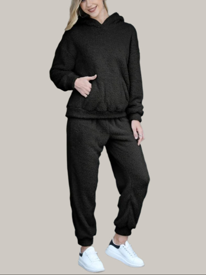 Hooded teddytoppar med byxor set