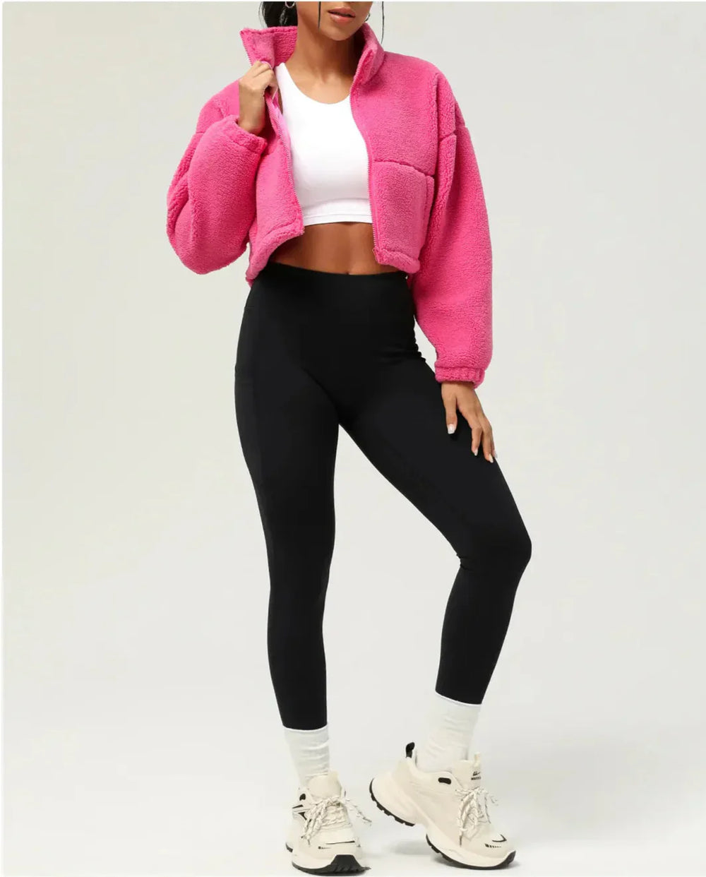 Tjock fleecetoppjacka i plysch