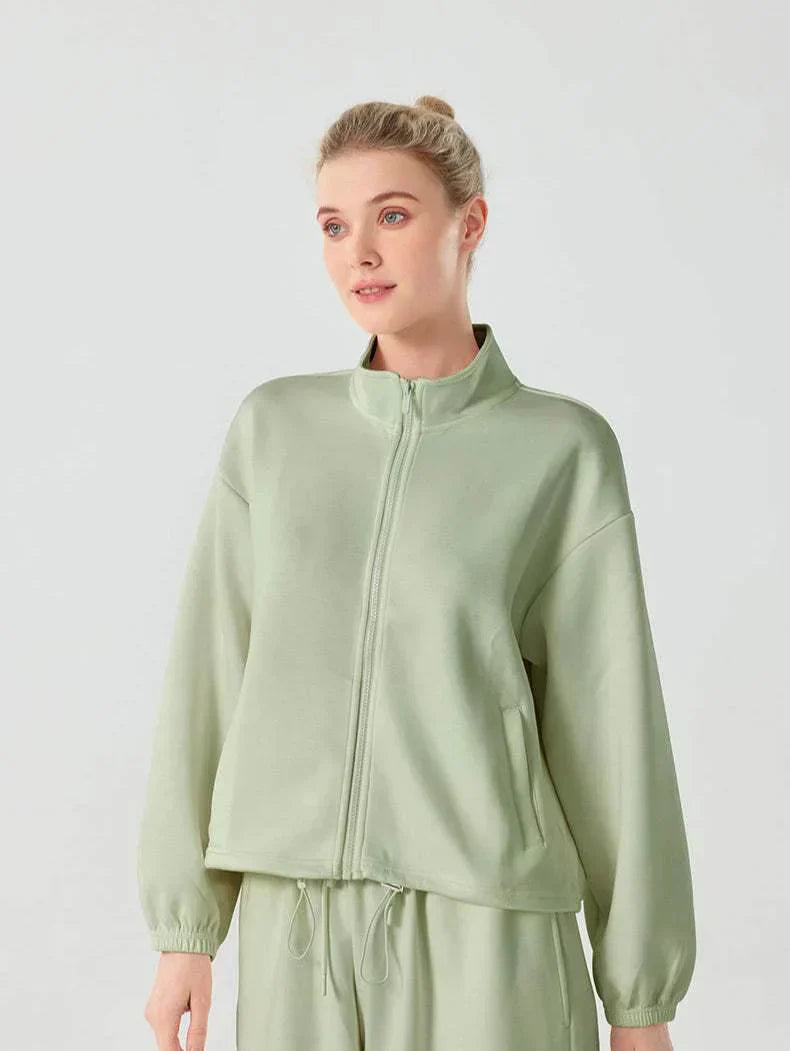 Jacket with zipper and stand-up collar