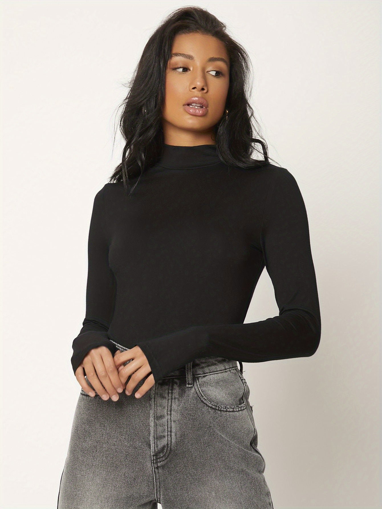 Långärmad T-shirt med turtleneck