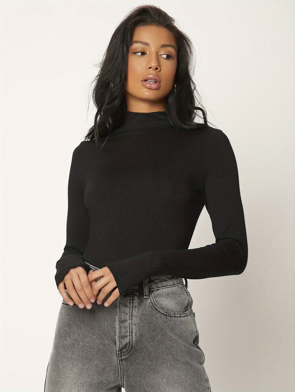 Långärmad T-shirt med turtleneck