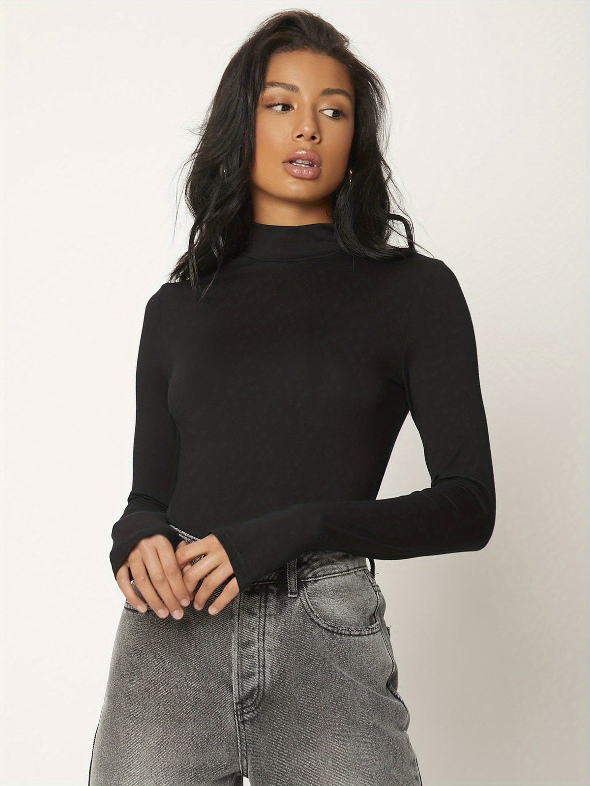 Långärmad T-shirt med turtleneck