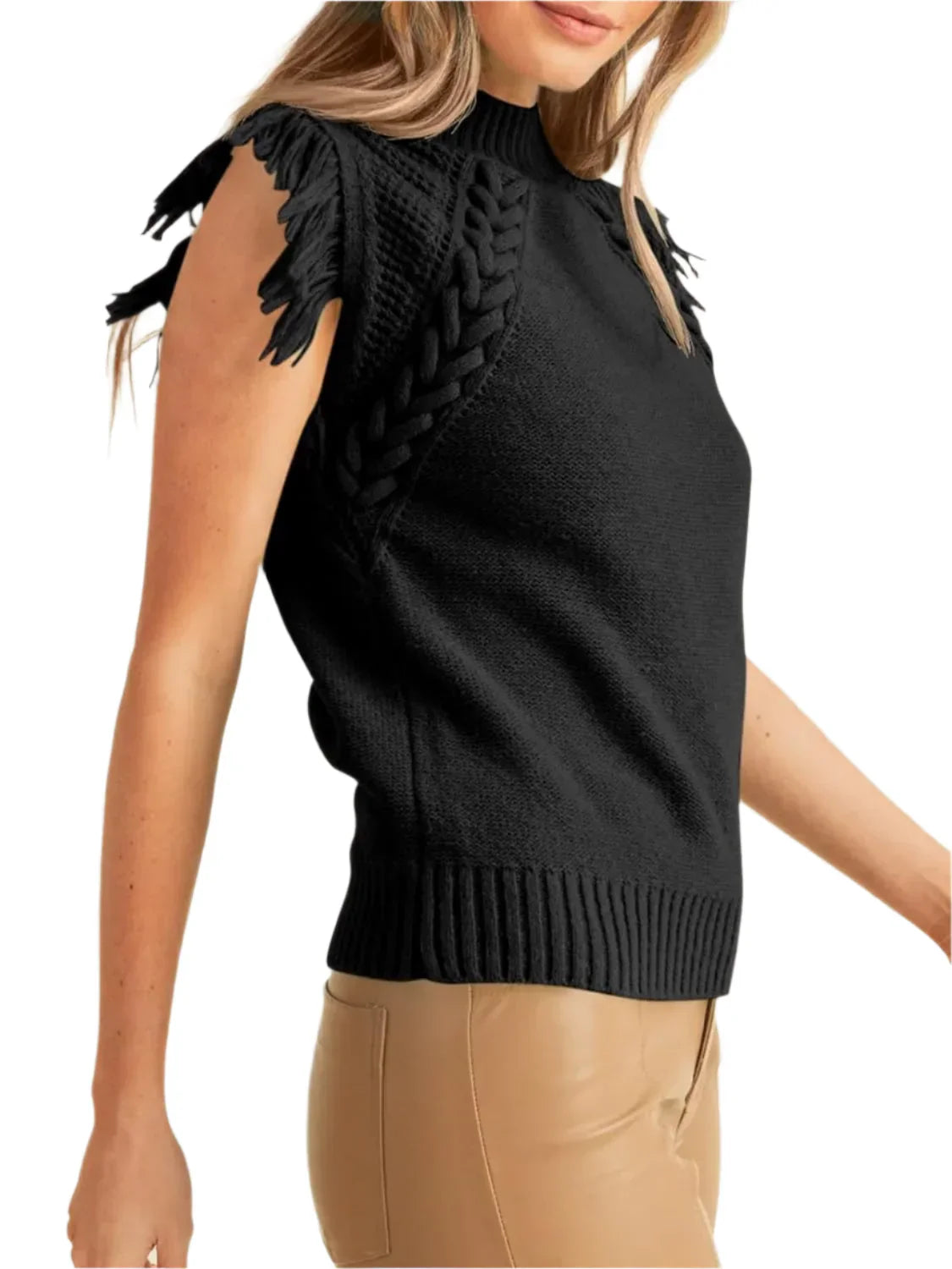 Casual stickad ärmlös tröja