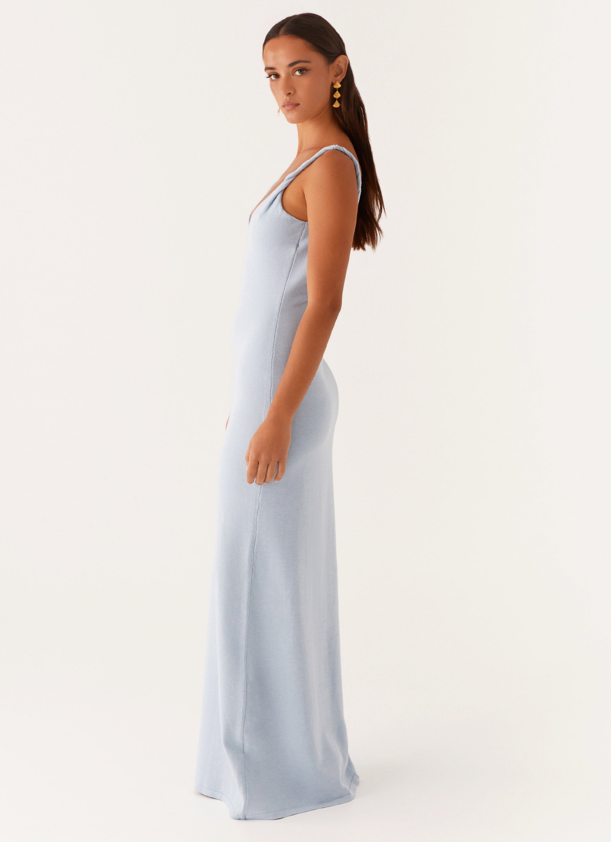 Light blue long dress with narrow straps