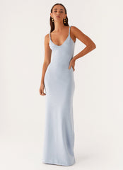 Light blue long dress with narrow straps