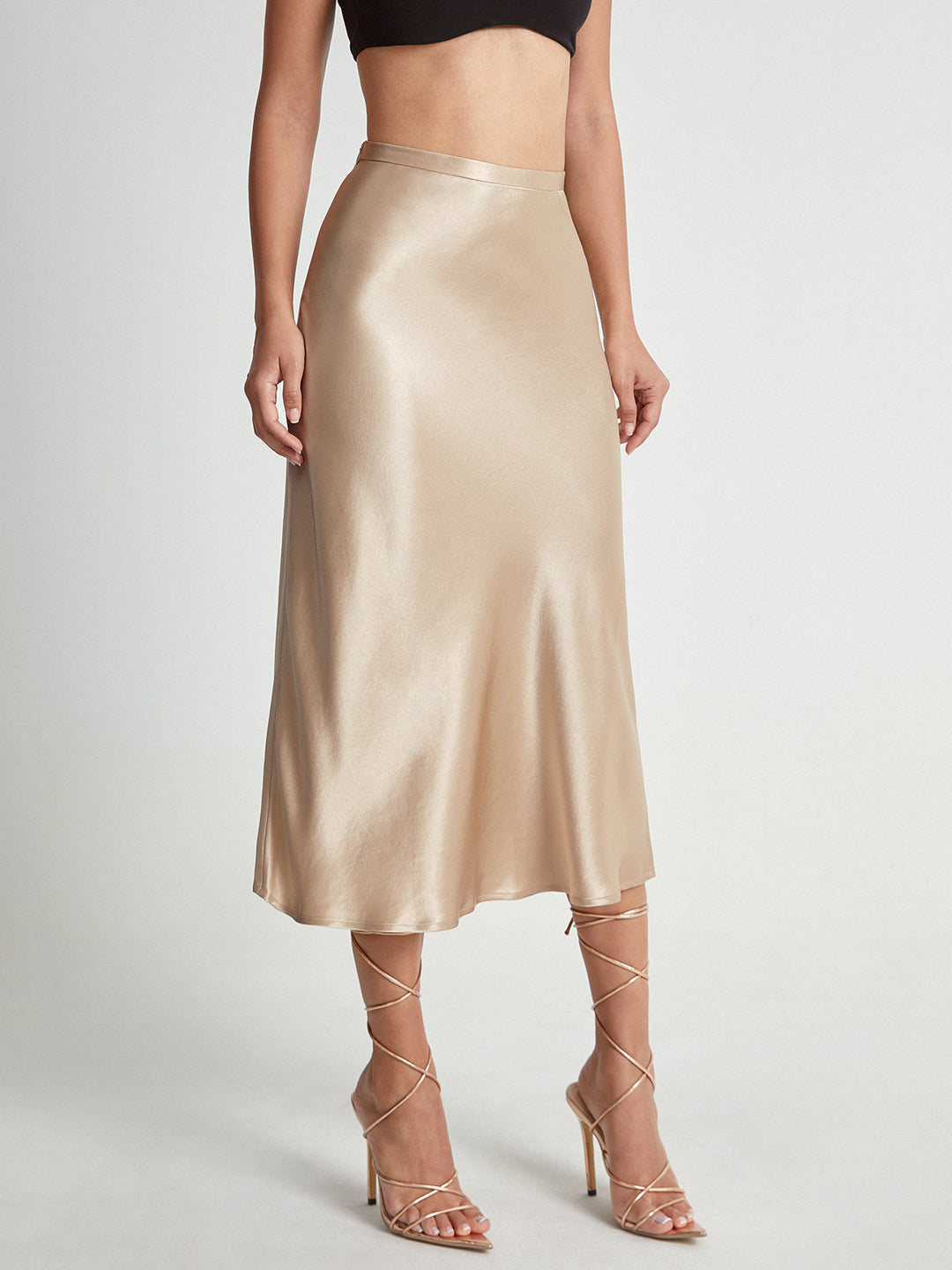 Satin midi skirt