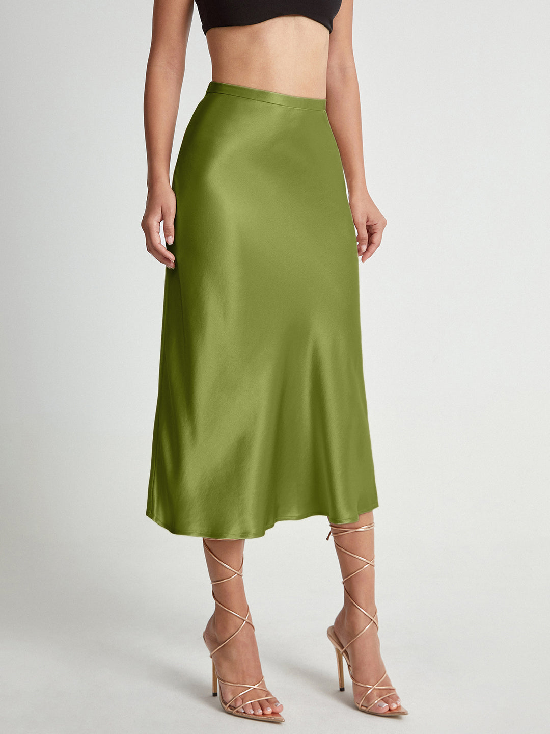 Satin midi skirt