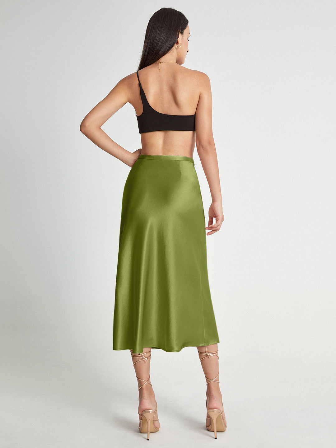 Satin midi skirt