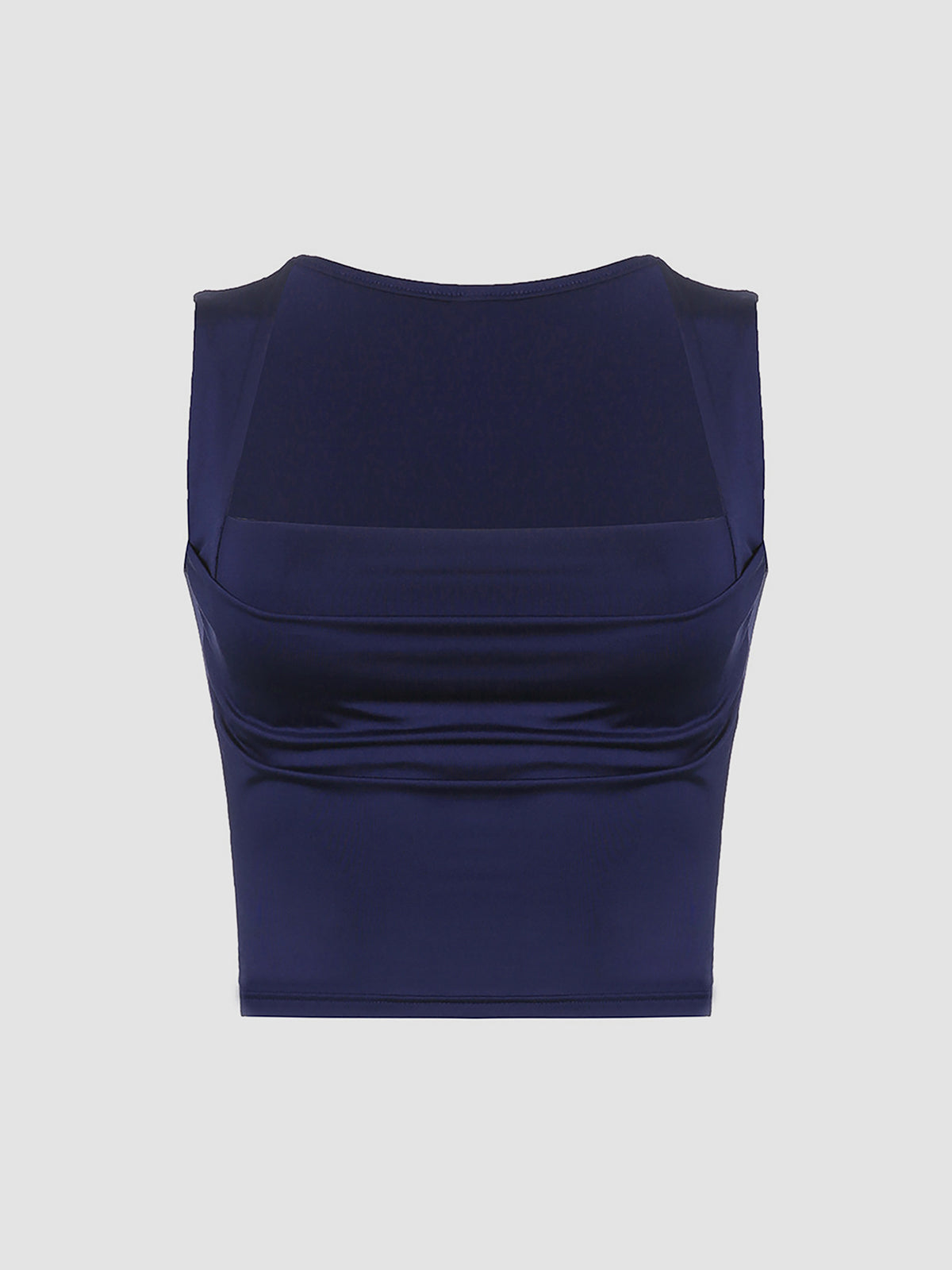 Sleeveless top with square neckline and draping