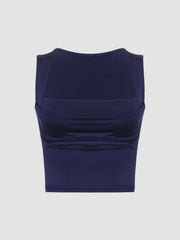 Sleeveless top with square neckline and draping