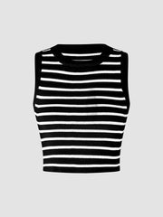 Ribbed striped sleeveless crop top