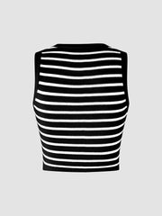 Ribbed striped sleeveless crop top
