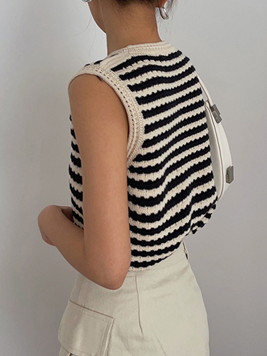 Striped crochet sleeveless top