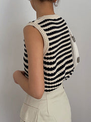 Striped crochet sleeveless top