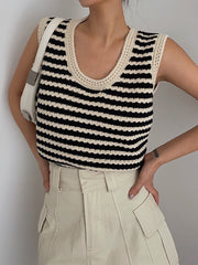 Striped crochet sleeveless top