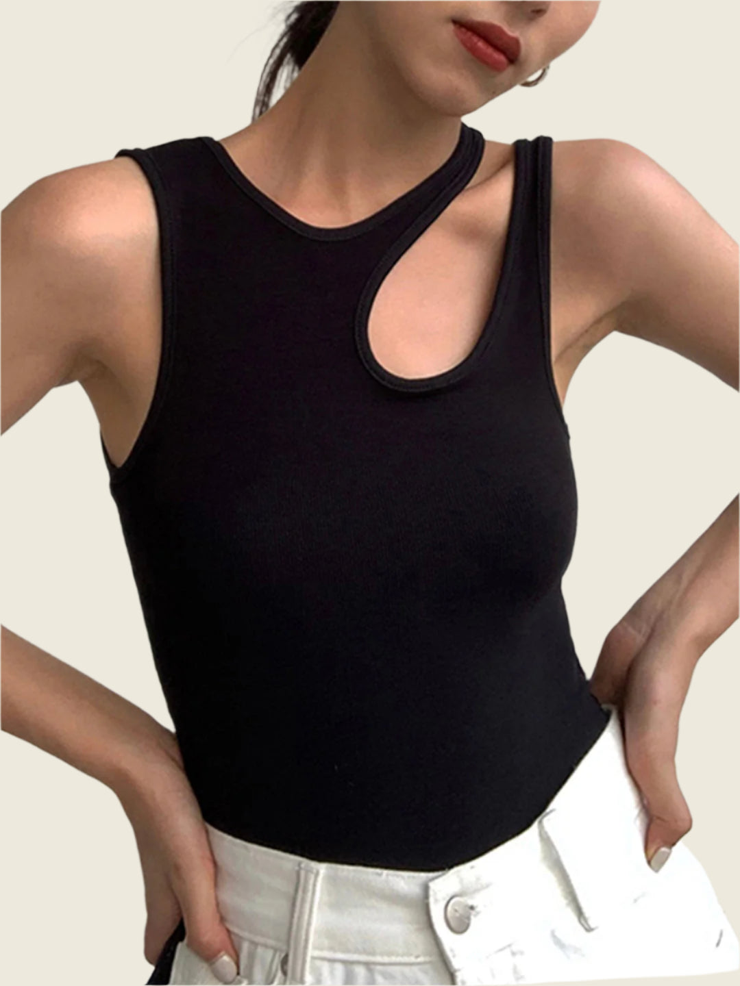 Asymmetrical cutout top