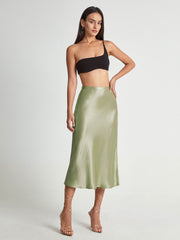 Satin midi skirt