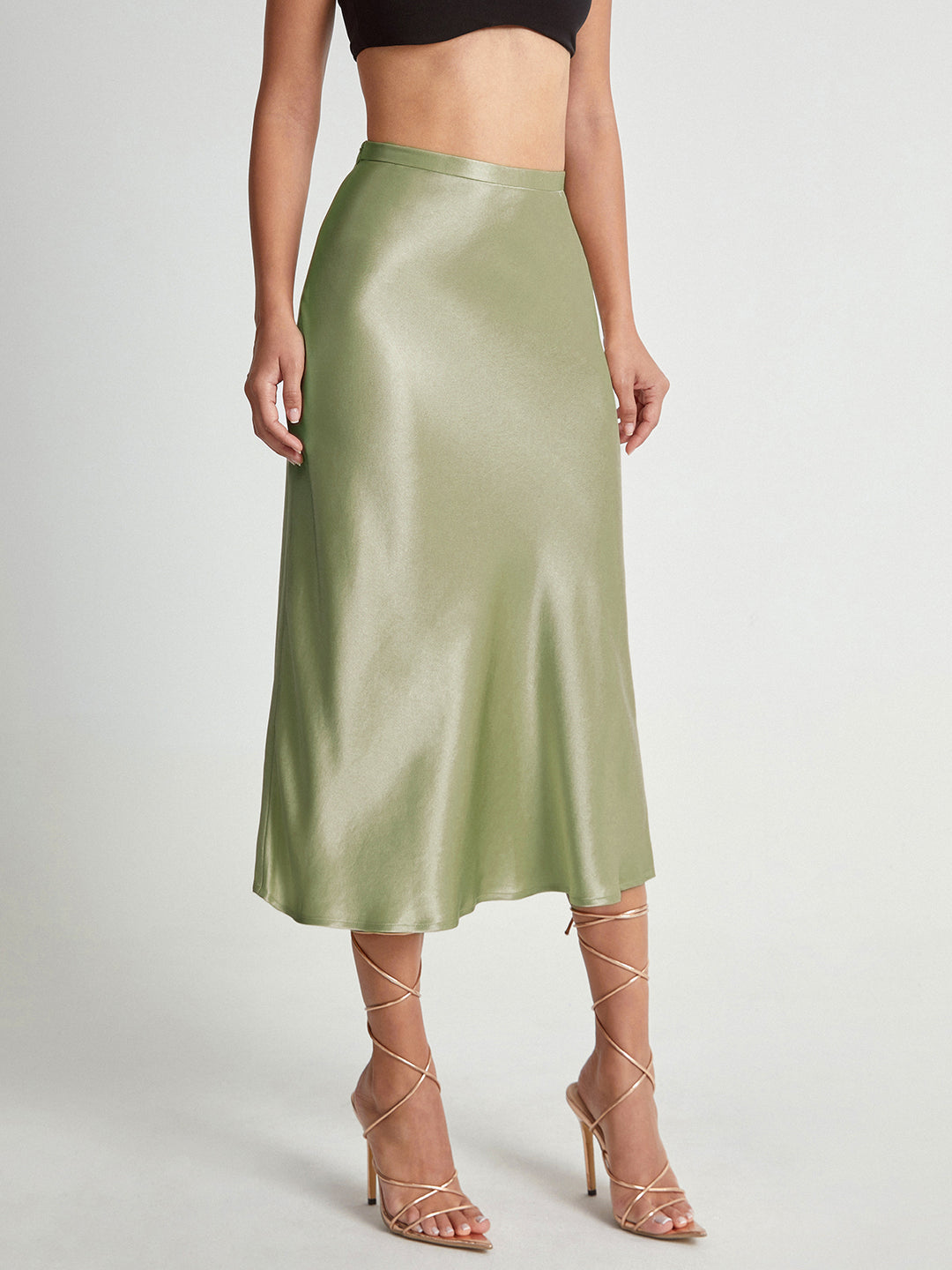 Satin midi skirt