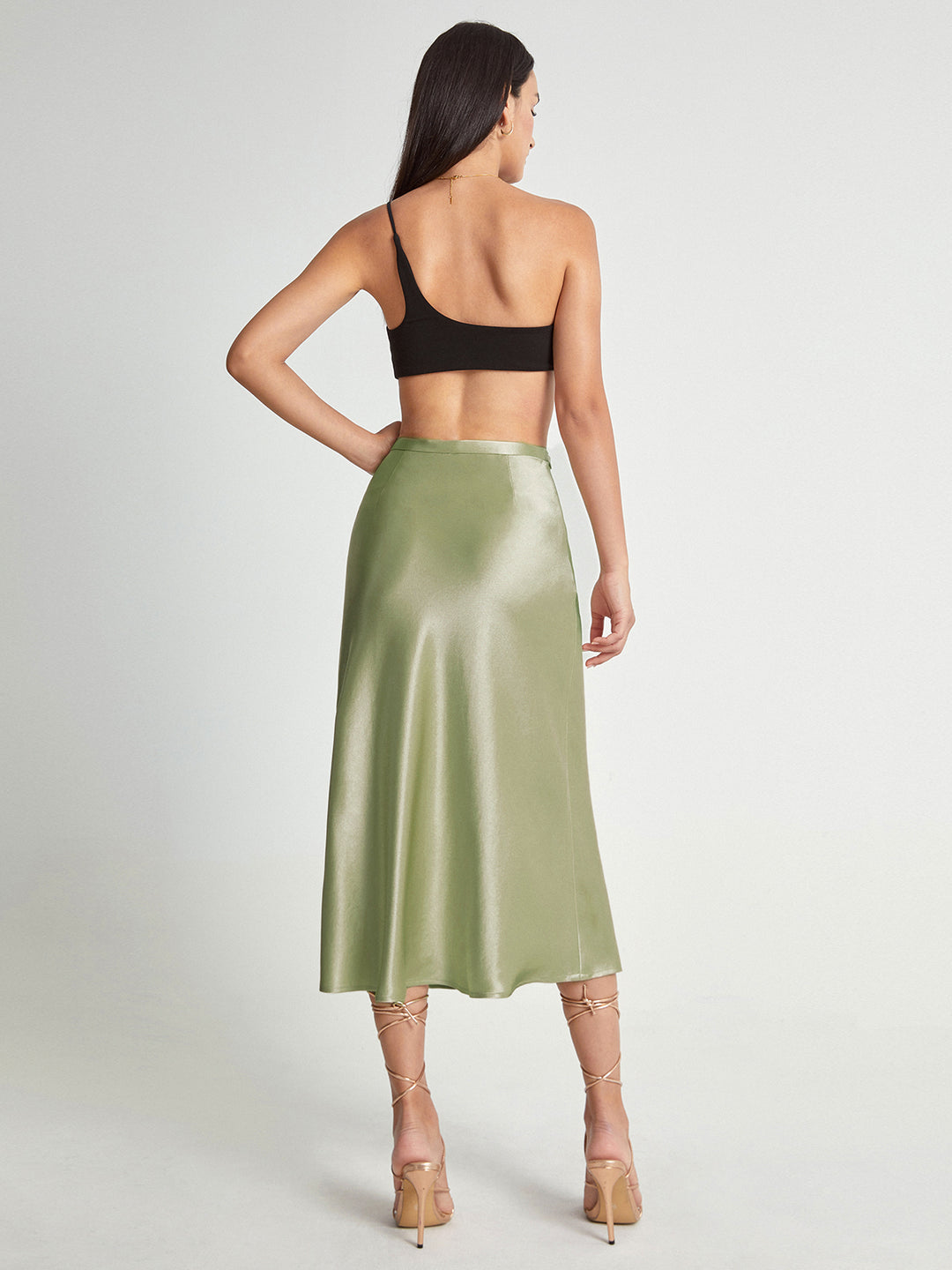 Satin midi skirt