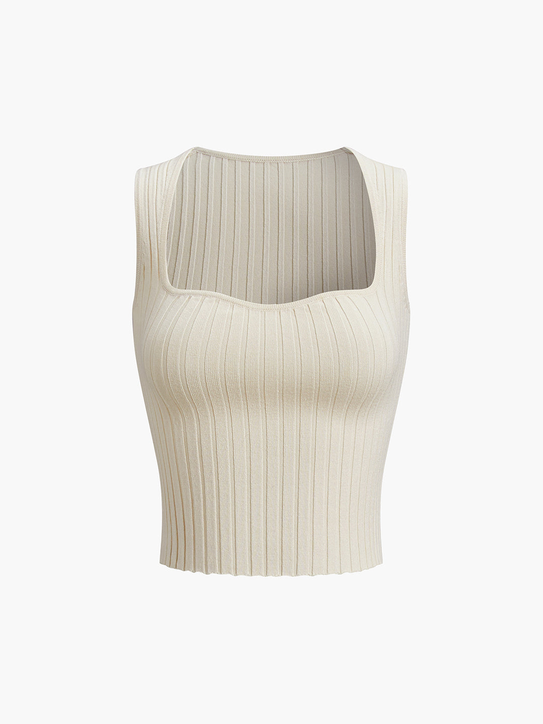 Ribbed cropped tank top with square neckline