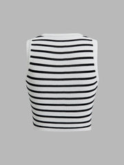 Ribbed striped sleeveless crop top