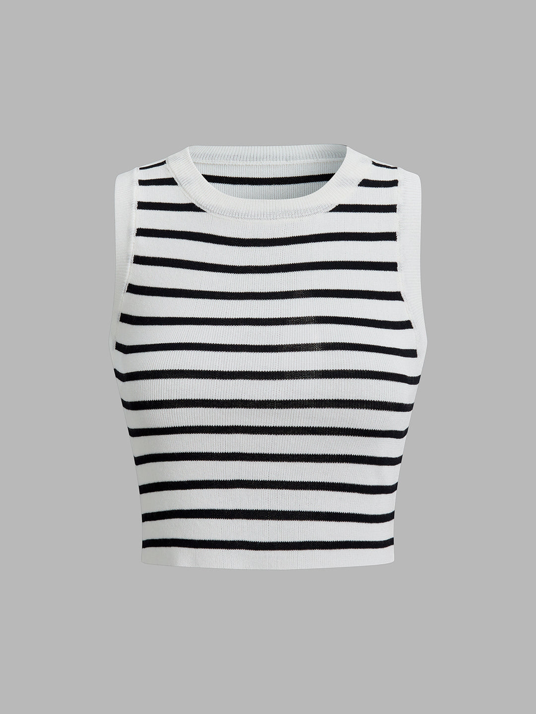 Ribbed striped sleeveless crop top