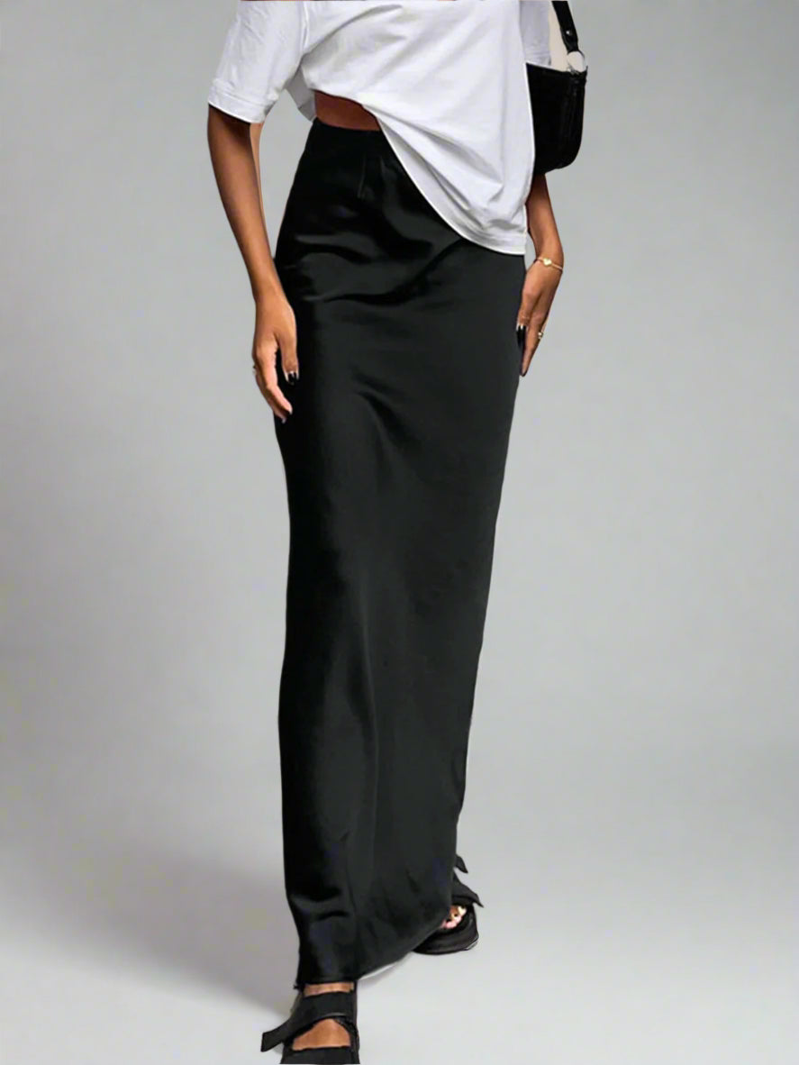 Elegant satin long skirt
