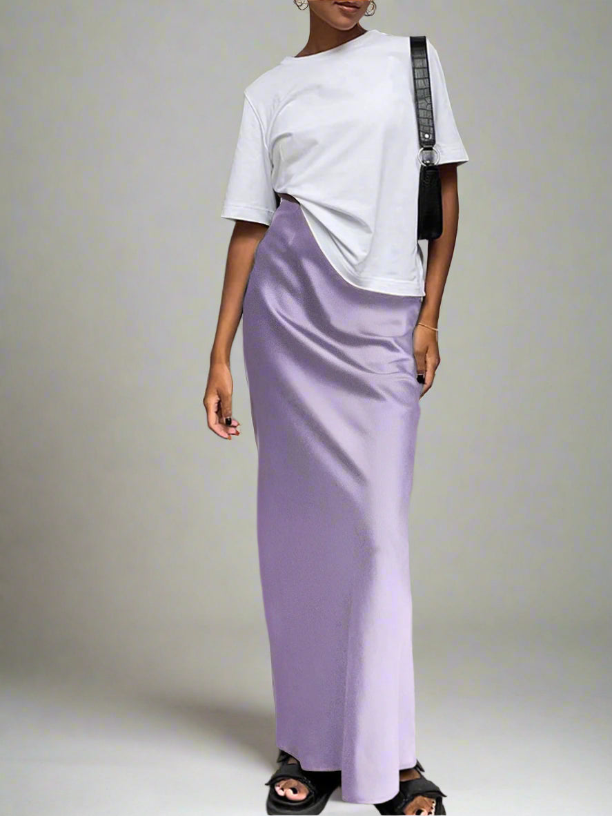 Elegant satin long skirt