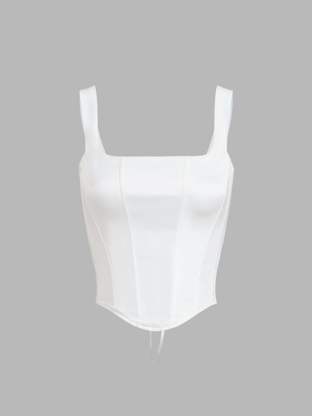 White off-the-shoulder corset with accentuated seams
