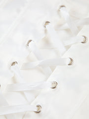 White off-the-shoulder corset with accentuated seams