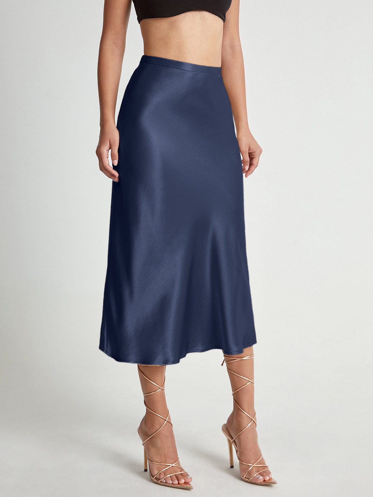 Satin midi skirt
