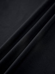 Black sleeveless crop top with high neck and pleated waist