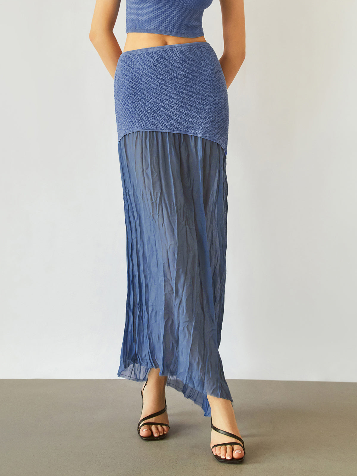 Sheer maxi skirt with mesh insert
