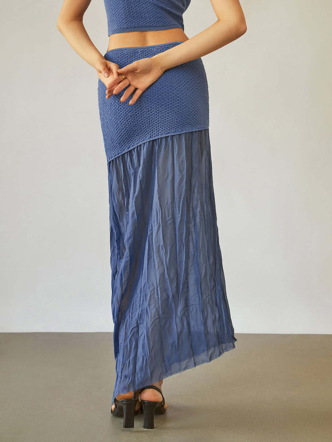 Sheer maxi skirt with mesh insert