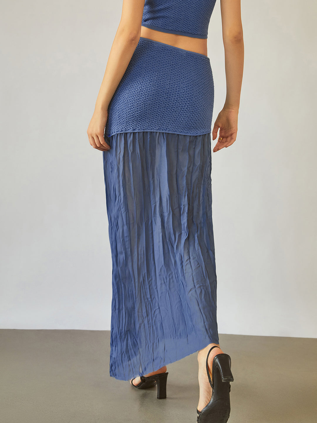 Sheer maxi skirt with mesh insert