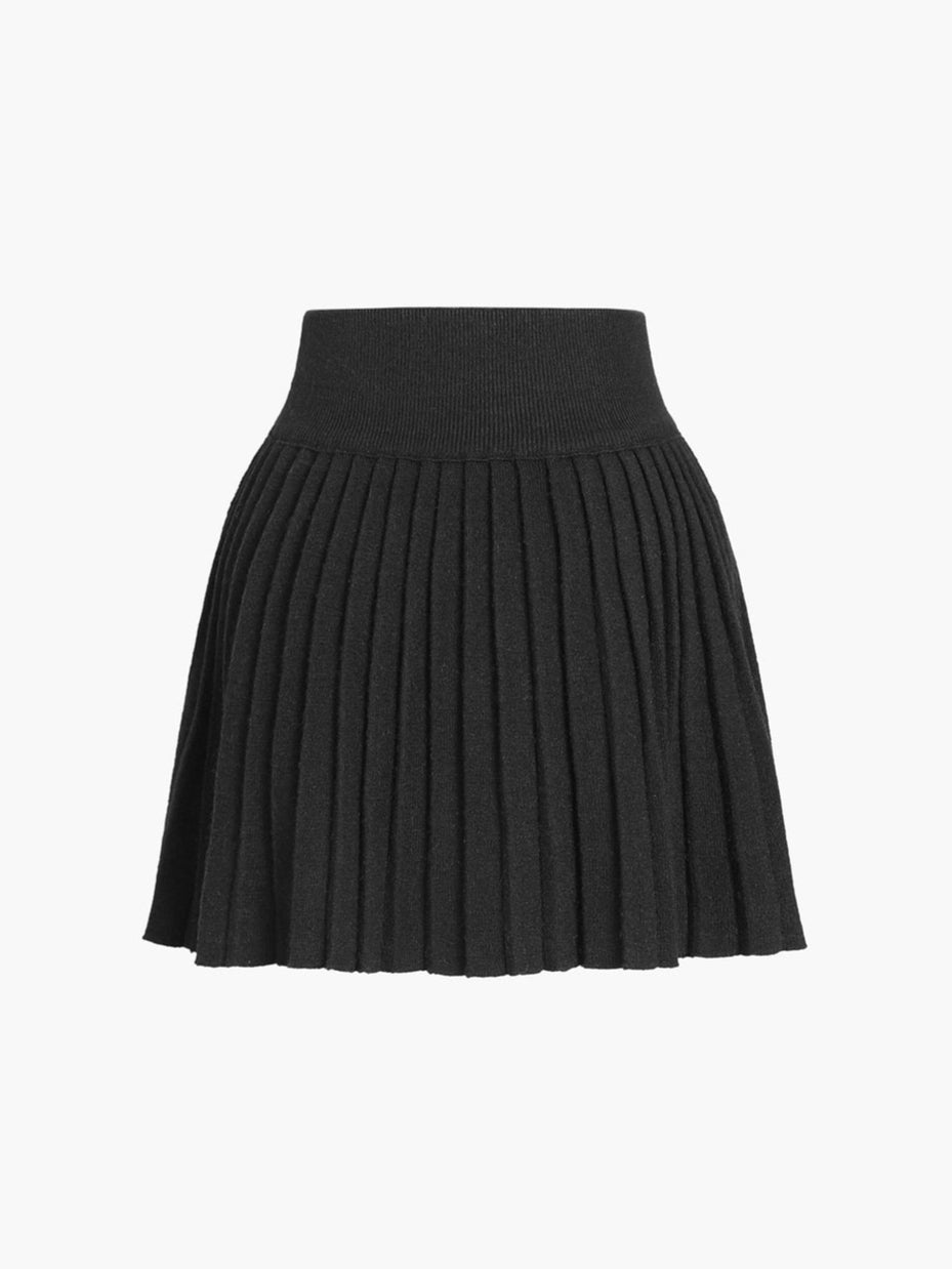 Ribbed cardigan and pleated dress set